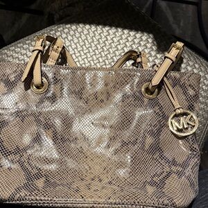 Michael Kors Snake Print Tan Tote